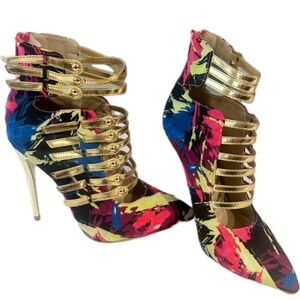 Redkiss gold and multicolored stiletto heels-6